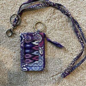 Vera Bradley Purple Patterned Lanyard and Card Case
